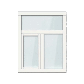 ClickOver® kozijn, draaikiepraam links en vast glas met bovenlicht.